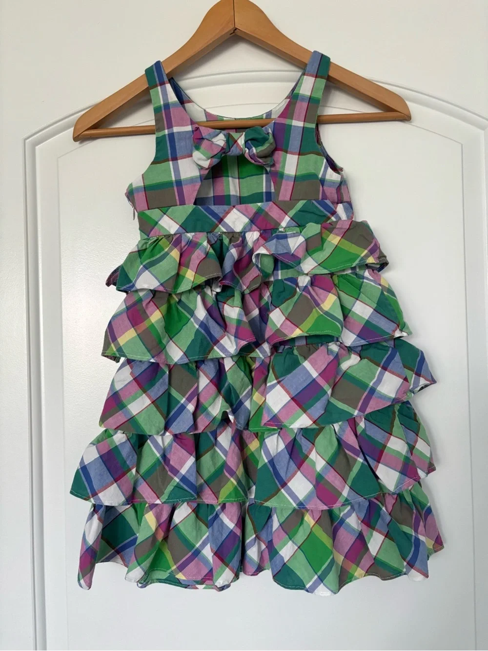 Ralph Lauren girls size 7 Cotton Madras plaid Ruffled Dress